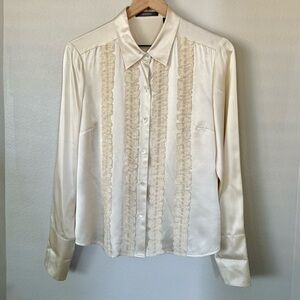 Liz Claiborne Cream Blouse with Ruffle Detail